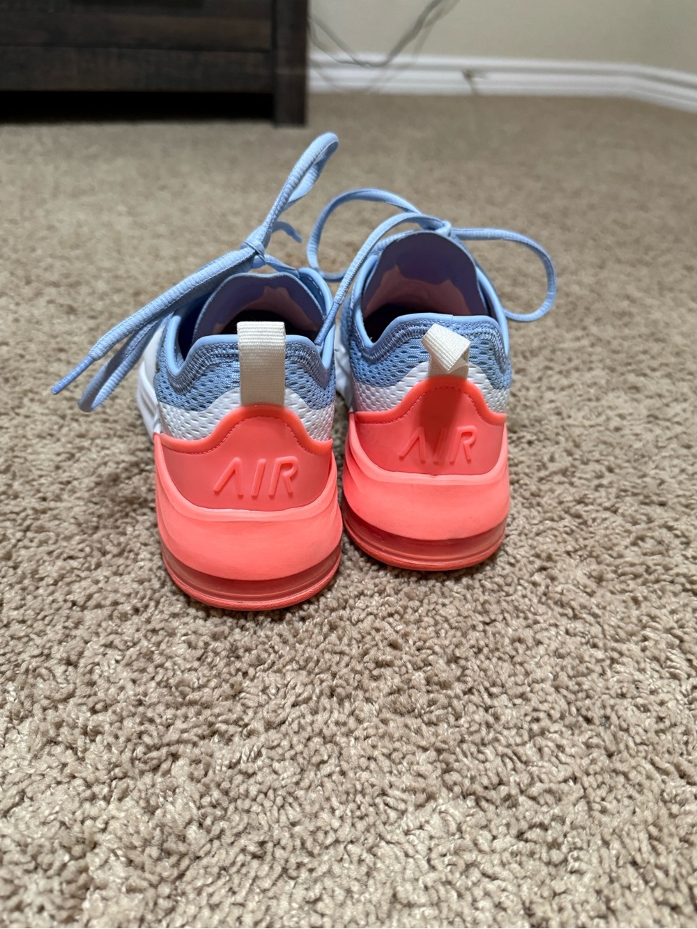 Nike Women's Sky Blue Mesh Running Shoes with Coral Heel and Black Swoosh - Picture 3 of 8